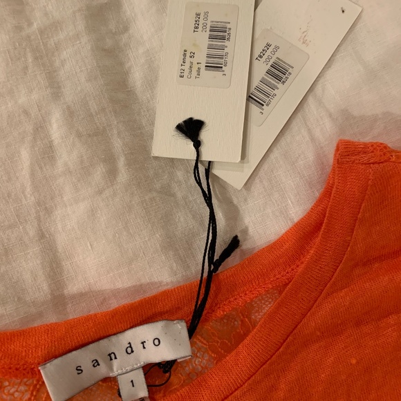 Sandro orange short-sleeve top with open lace back - Picture 5 of 5